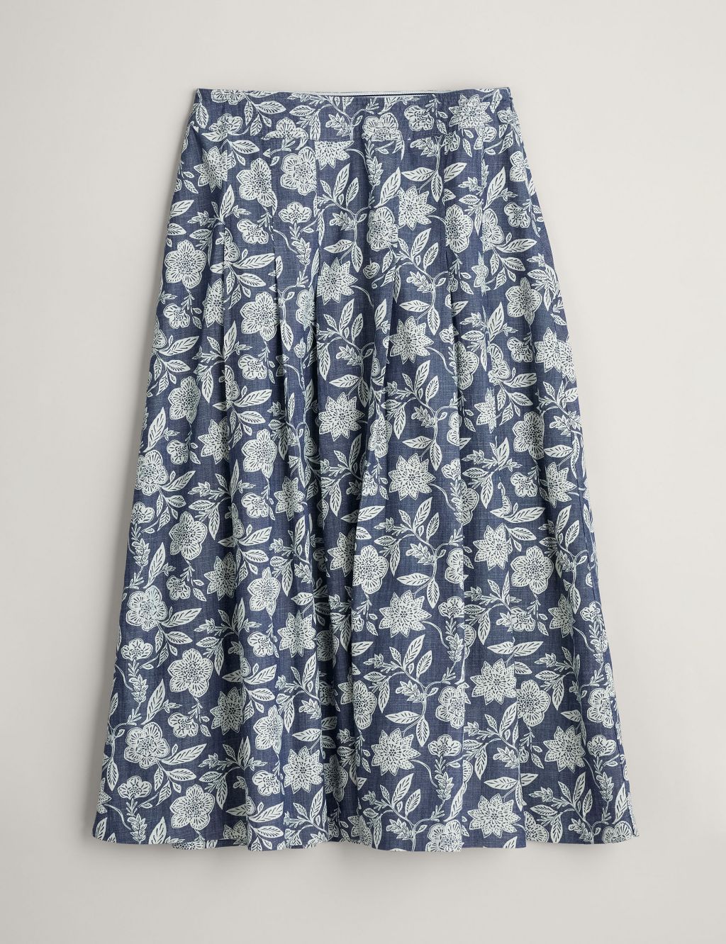 Pure Cotton Floral Midaxi A-Line Skirt 1 of 5