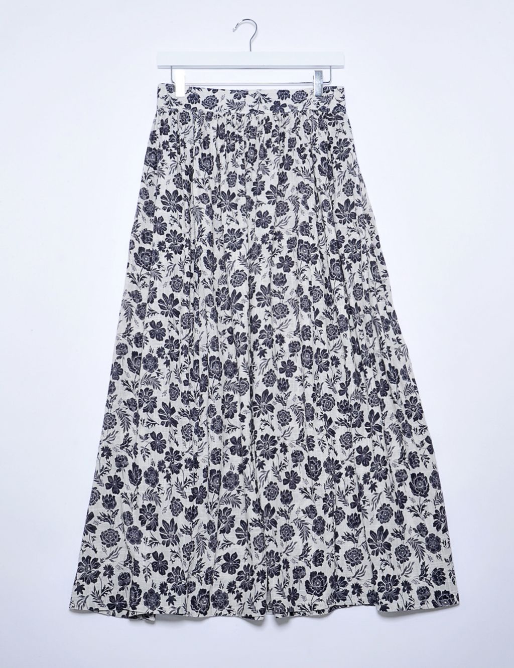 Pure Cotton Floral Midaxi Pleated Skirt 1 of 6
