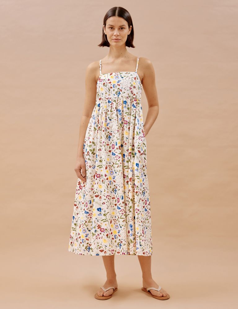 Pure Cotton Floral Midaxi Slip Dress 1 of 5