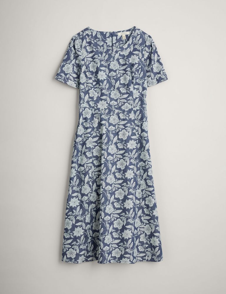 Pure Cotton Floral Midaxi Waisted Dress 2 of 6