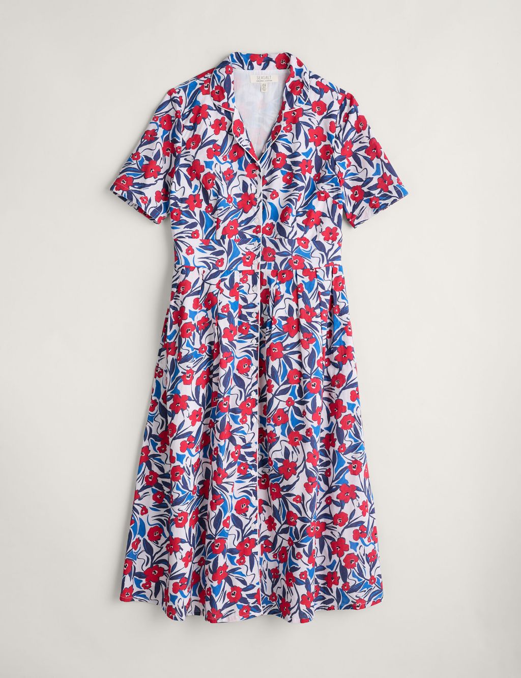 Pure Cotton Floral Midaxi Waisted Dress 1 of 5