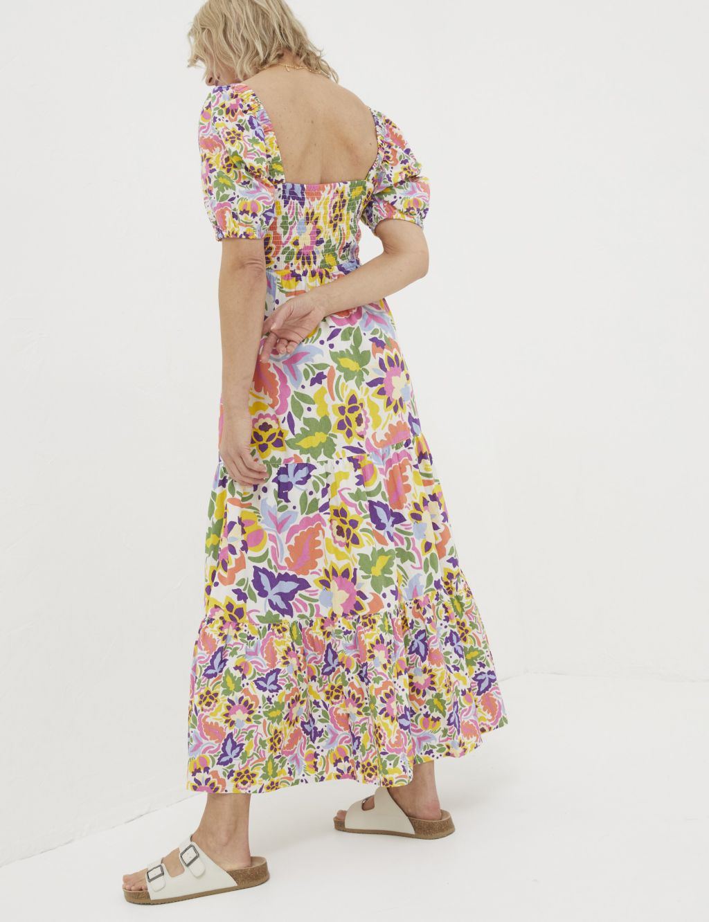 Pure Cotton Floral Midaxi Waisted Dress 2 of 5