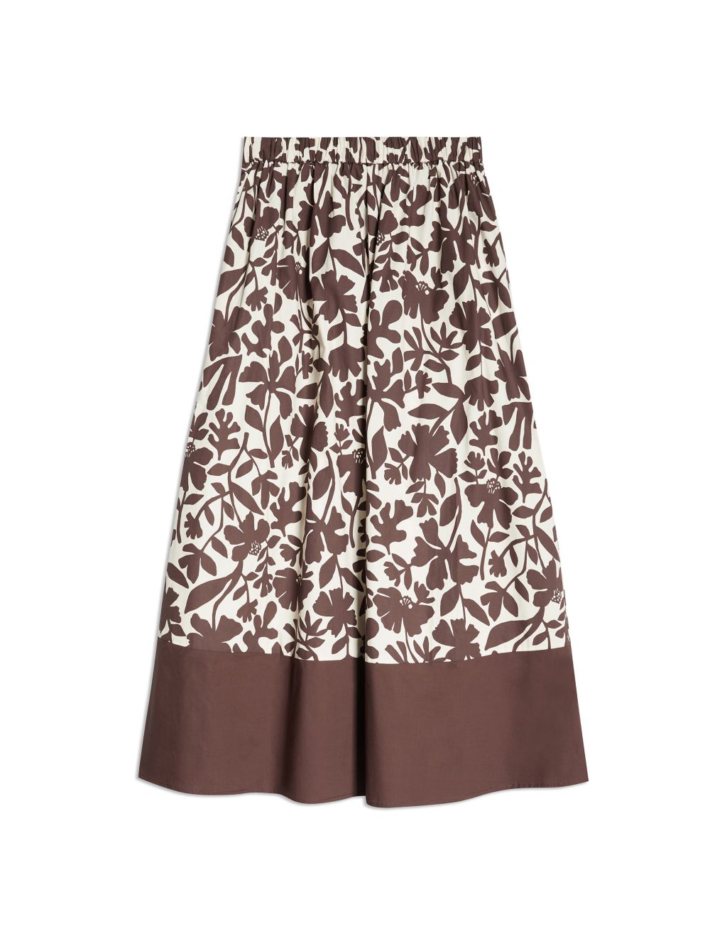 Pure Cotton Floral Midi A-Line Skirt 1 of 5