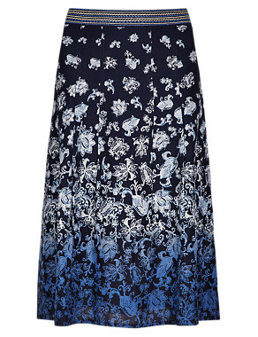 Pure Cotton Floral Midi Skirt Image 2 of 4
