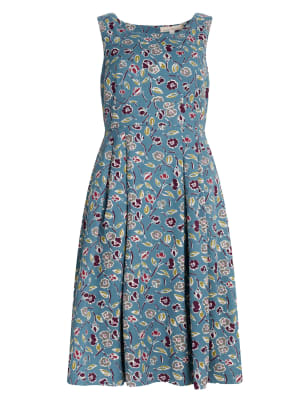 Pure Cotton Floral Midi Waisted Dress | Seasalt Cornwall | M&S