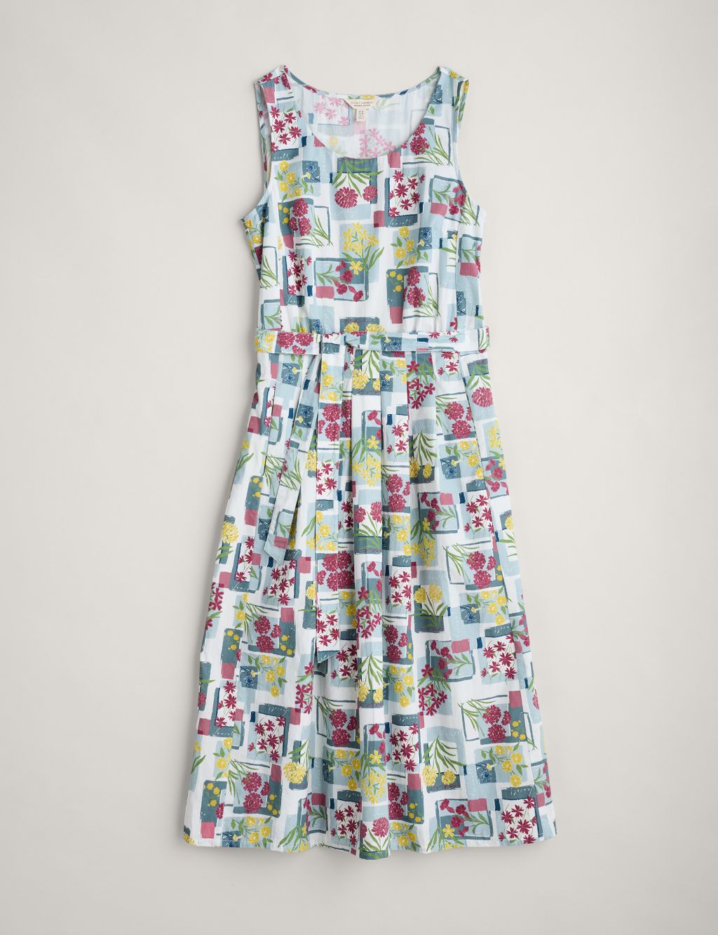 Pure Cotton Floral Midi Waisted Dress 1 of 6