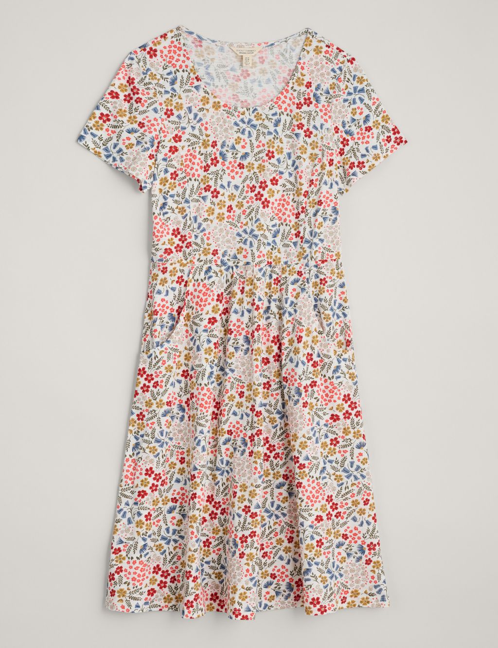 Pure Cotton Floral Midi Waisted Dress 1 of 5