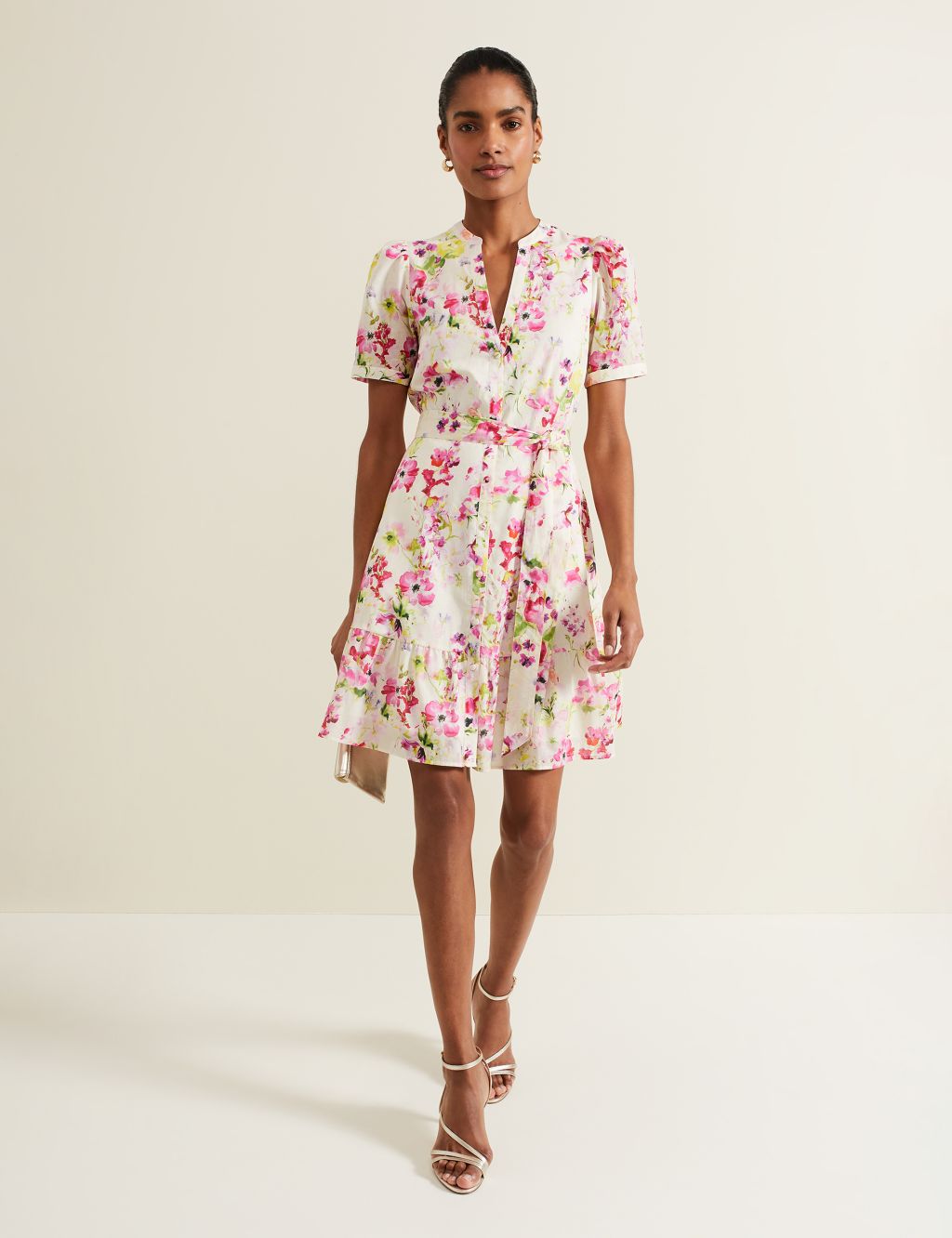 Pure Cotton Floral Notch Neck Tiered Dress 6 of 8