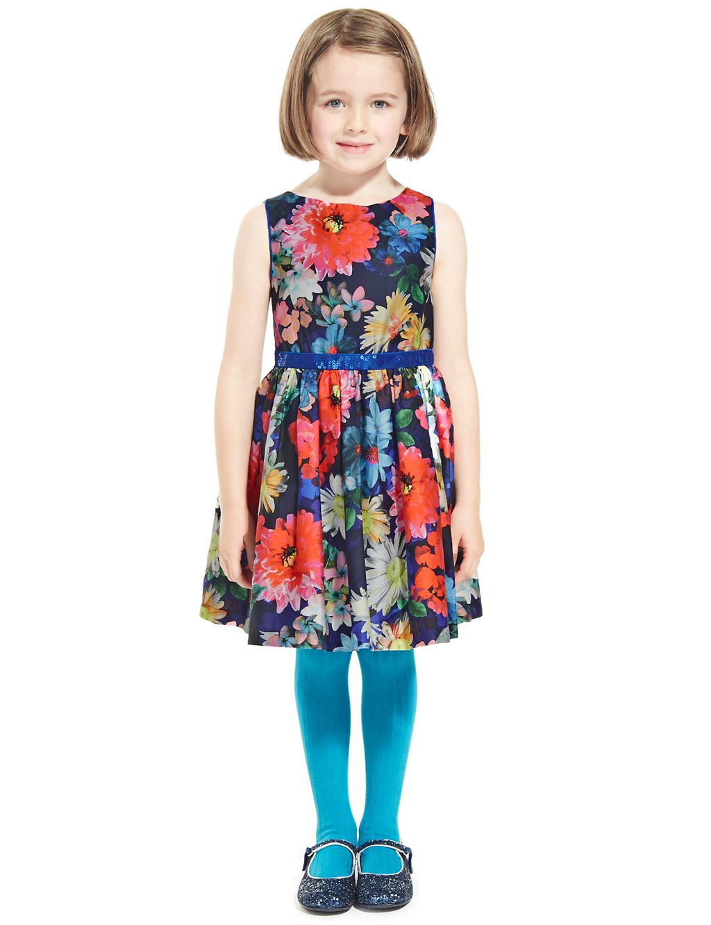Pure Cotton Floral Party Dress (1-7 Years) 3 of 3