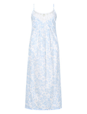 Pure Cotton Floral Pintuck Nightdress with Cool Comfort™ Technology Image 2 of 4
