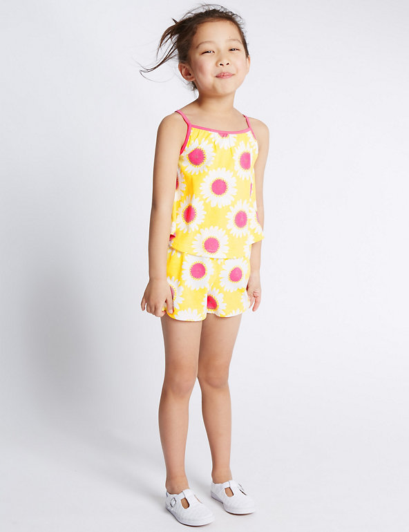 Pure Cotton Floral Playsuit with StayNEW™ (1-7 Years) Image 1 of 2