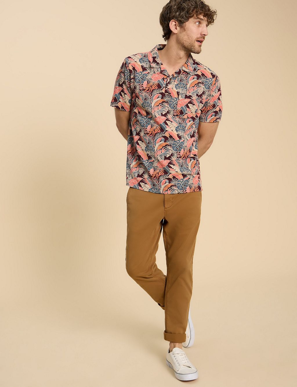 Pure Cotton Floral Polo Shirt 2 of 6