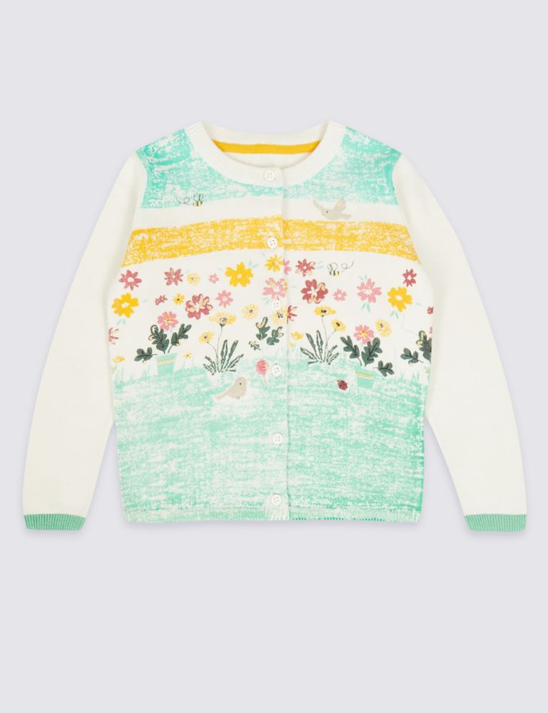Pure Cotton Floral Print Cardigan (3 Months - 7 Years) 2 of 3
