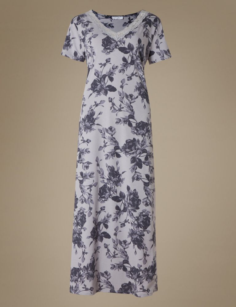Pure Cotton Floral Print Long Nightdress 2 of 5
