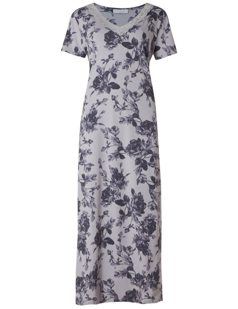 Pure Cotton Floral Print Long Nightdress 4 of 5