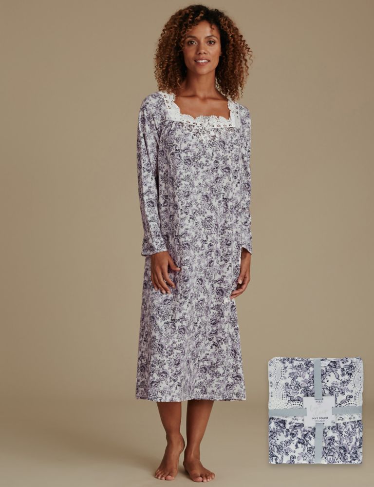 Pure Cotton Floral Print Nightdress 1 of 6