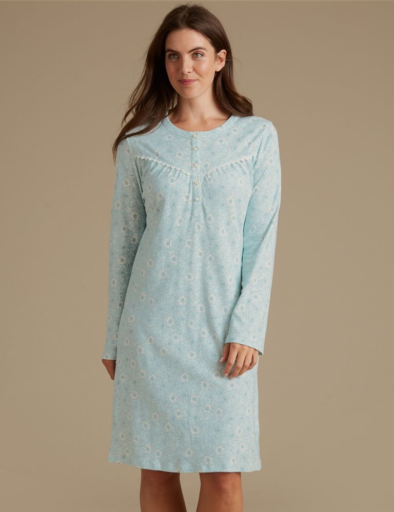 Pure Cotton Floral Print Nightdress 1 of 5