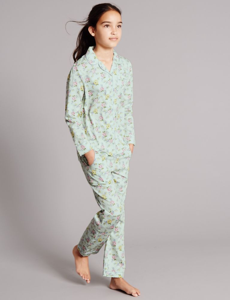 Pure Cotton Floral Print Pyjamas (1-16 Years) 1 of 6