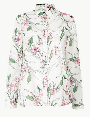Pure Cotton Floral Print Shirt Image 2 of 4