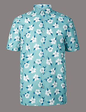 Pure Cotton Floral Print Shirt Image 2 of 5