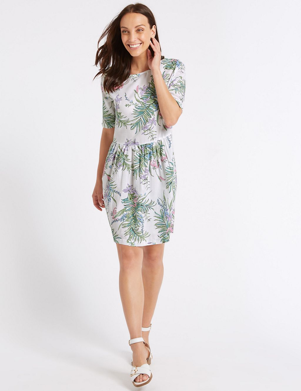 Pure Cotton Floral Print Swing Dress 3 of 5