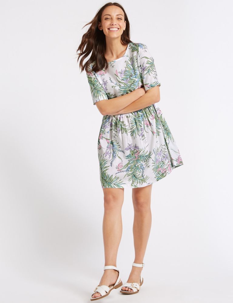 Pure Cotton Floral Print Swing Dress 3 of 5