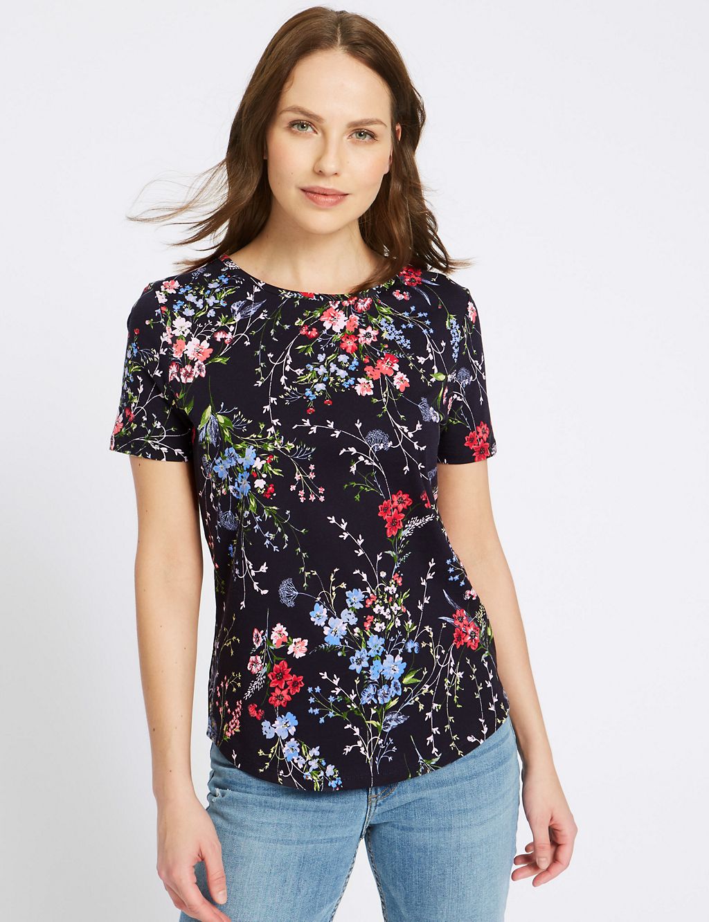 Pure Cotton Floral Print T-Shirt 3 of 5