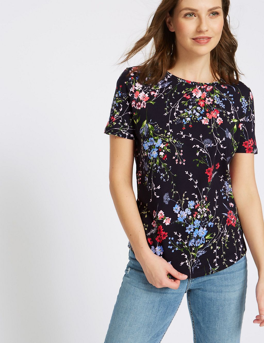 Pure Cotton Floral Print T-Shirt 2 of 5
