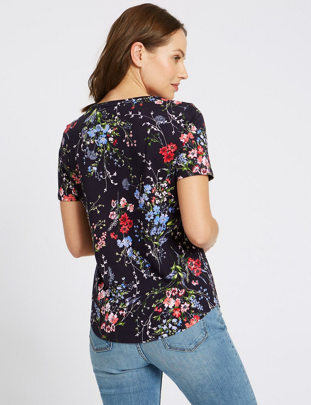 Pure Cotton Floral Print T-Shirt 4 of 5