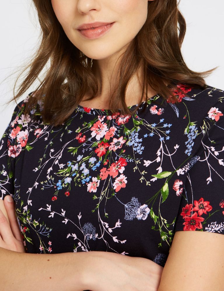 Pure Cotton Floral Print T-Shirt 5 of 5