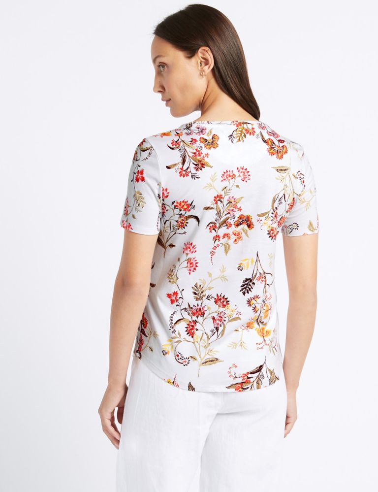 Pure Cotton Floral Print T-Shirt 5 of 5