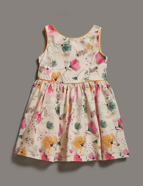 Pure Cotton Floral Prom Dress (1-7 Years) Image 2 of 3