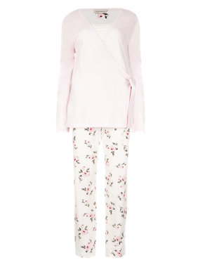 Pure Cotton Floral Pyjama Set with Camisole & Cool Comfort™ Technology Image 2 of 7
