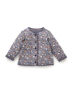 Pure Cotton Floral Quilted Jacket M&S