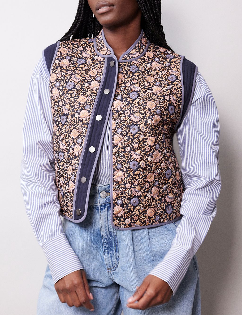 Pure Cotton Floral Quilted Waistcoat 4 of 4