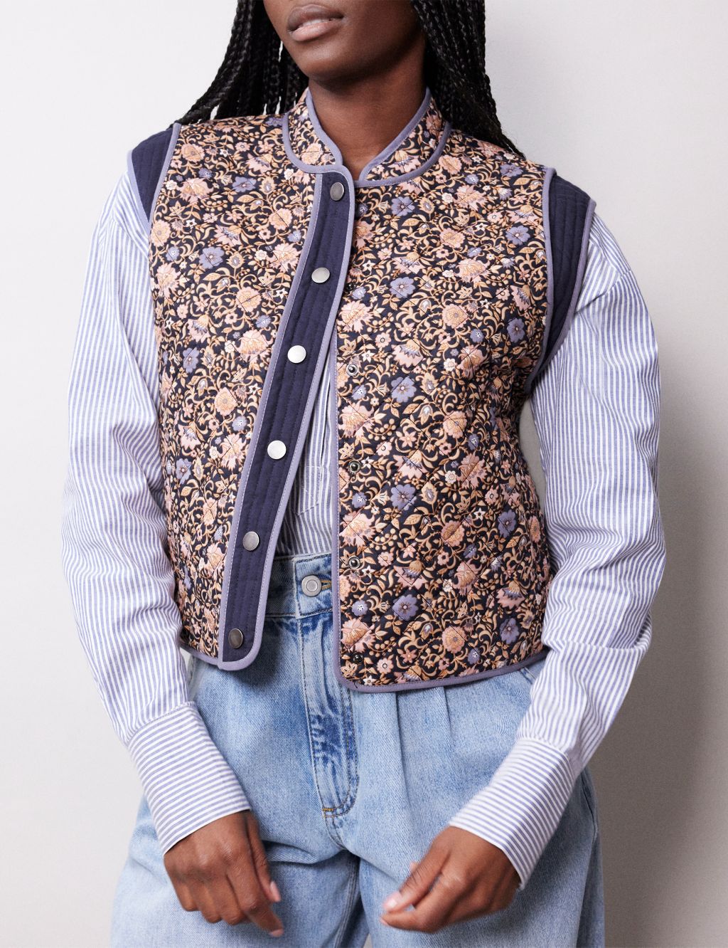 Pure Cotton Floral Quilted Waistcoat 4 of 4