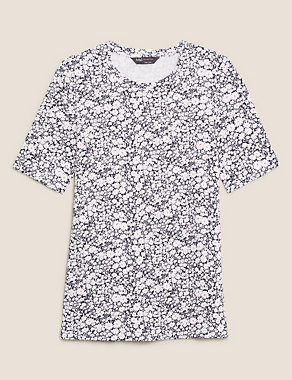 Pure Cotton Floral Regular Fit T-Shirt Image 2 of 6