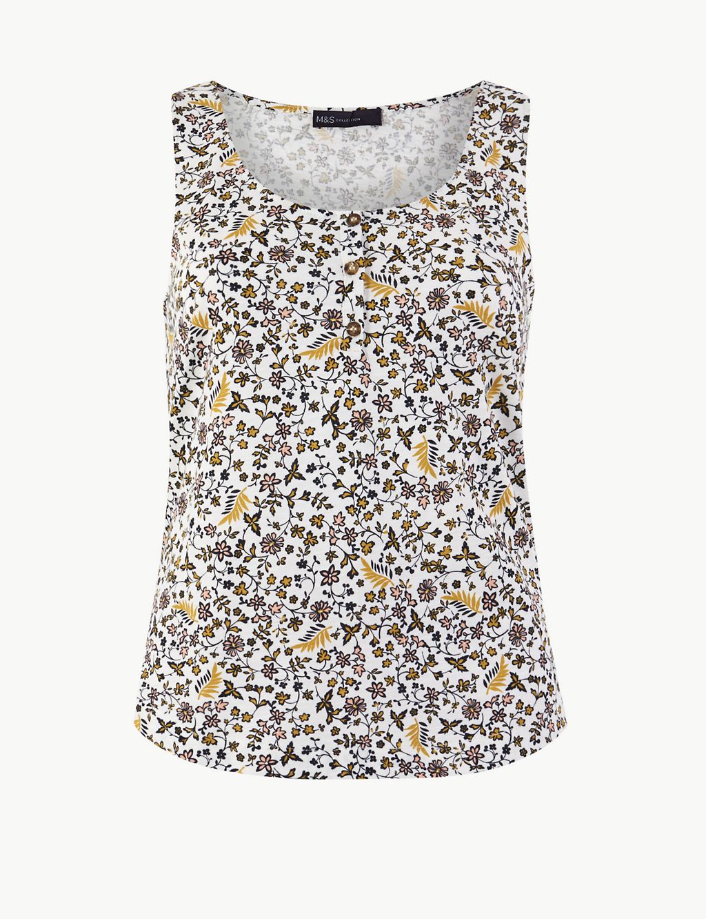 Pure Cotton Floral Relaxed Fit Vest Top 1 of 4