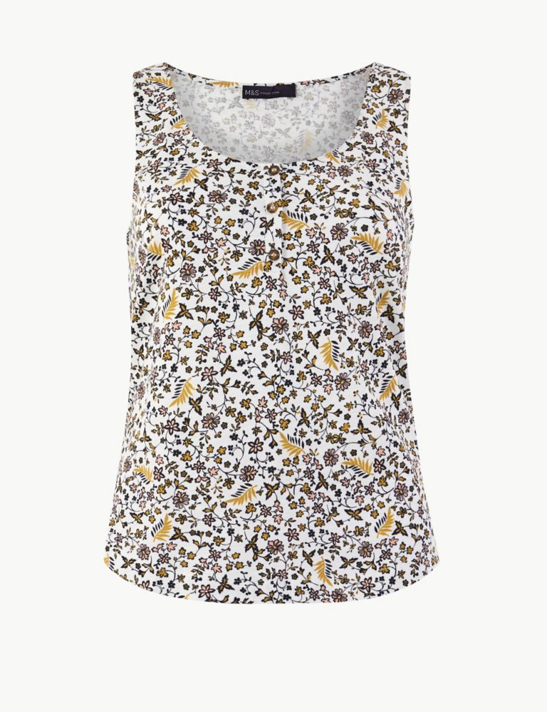 Pure Cotton Floral Relaxed Fit Vest Top 2 of 4