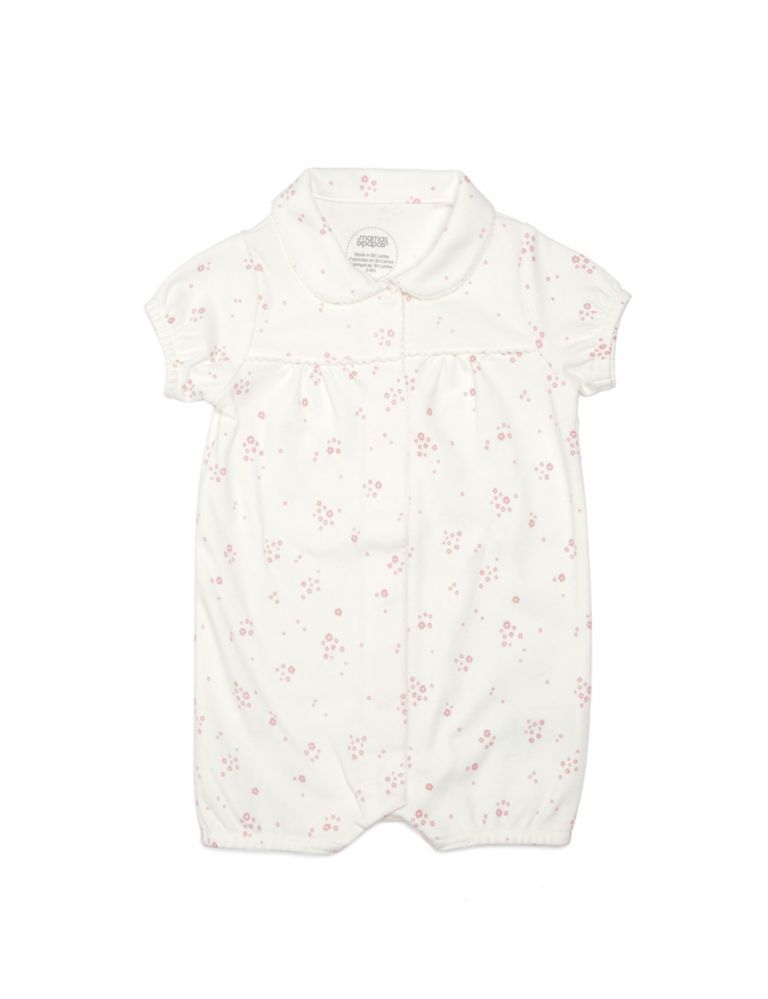 Pure Cotton Floral Romper (0-18 Mths) 1 of 1