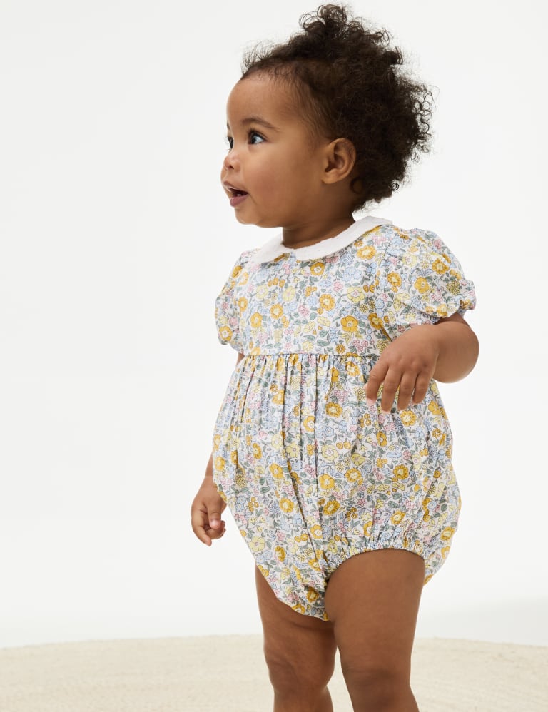 Pure Cotton Floral Romper 0 3 Yrs