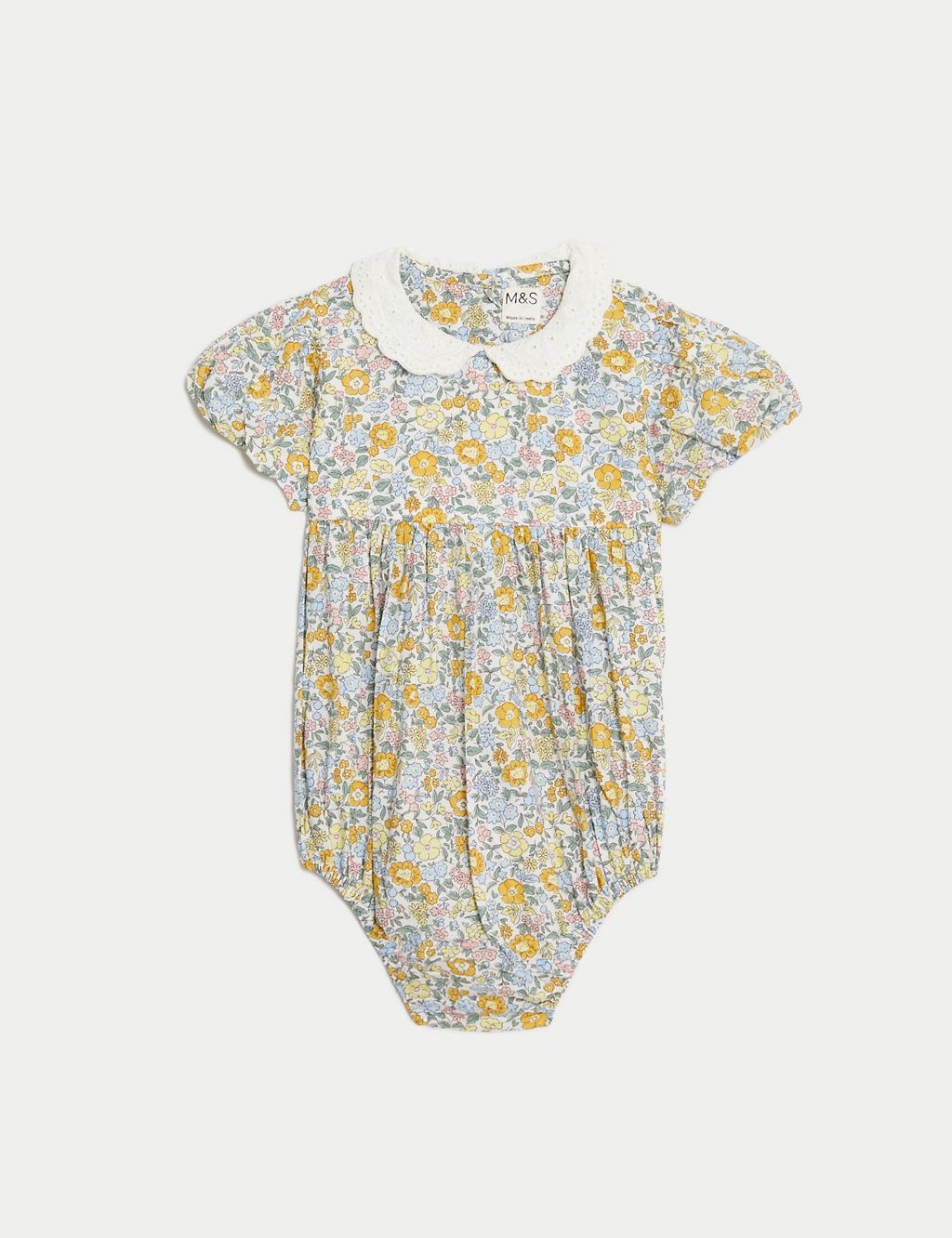 Pure Cotton Floral Romper (0-3 Yrs) 1 of 5