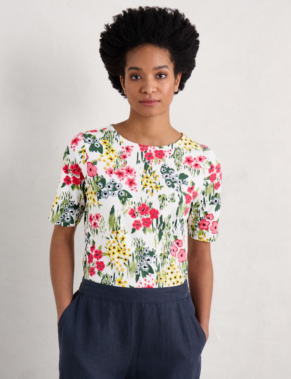 Pure Cotton Floral Round Neck Top 3 of 5