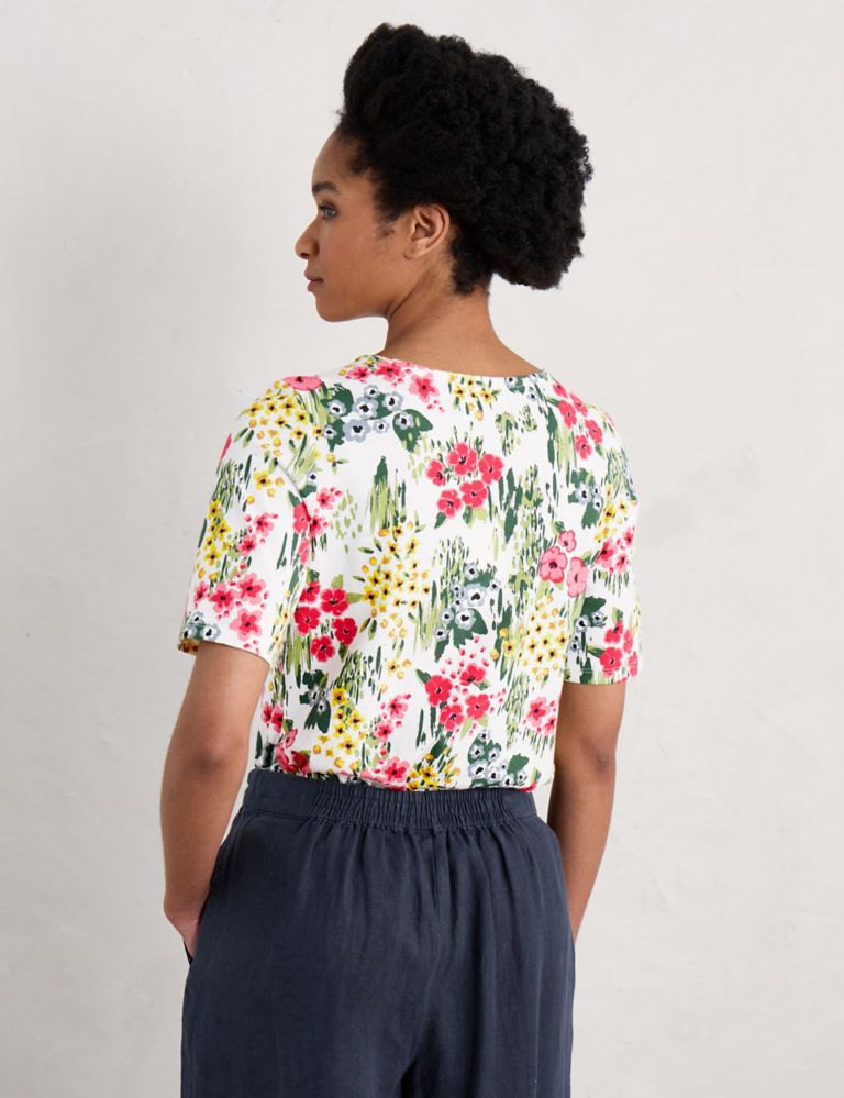 Pure Cotton Floral Round Neck Top 4 of 5