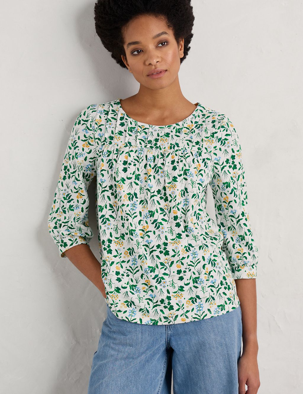 Pure Cotton Floral Round Neck Top 2 of 5