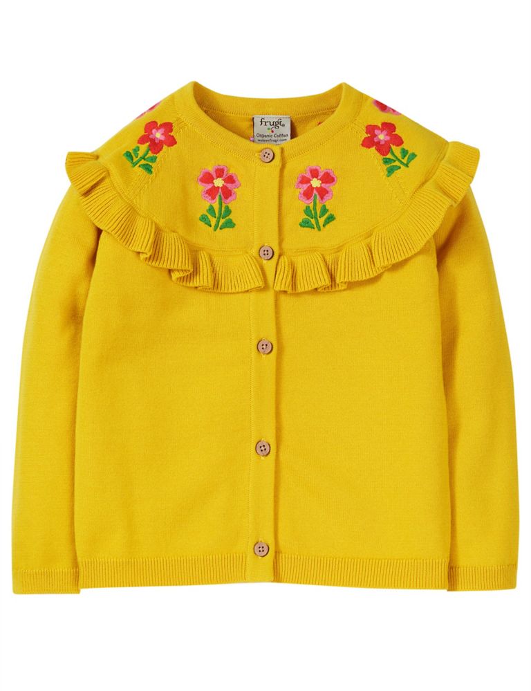 Pure Cotton Floral Ruffle Cardigan (5-10 Yrs) 1 of 5