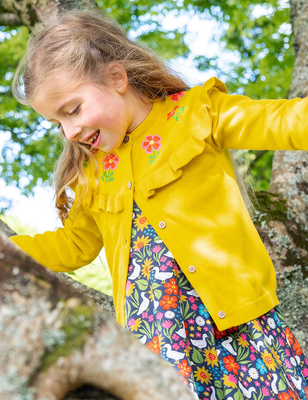 Pure Cotton Floral Ruffle Cardigan (5-10 Yrs) 1 of 5