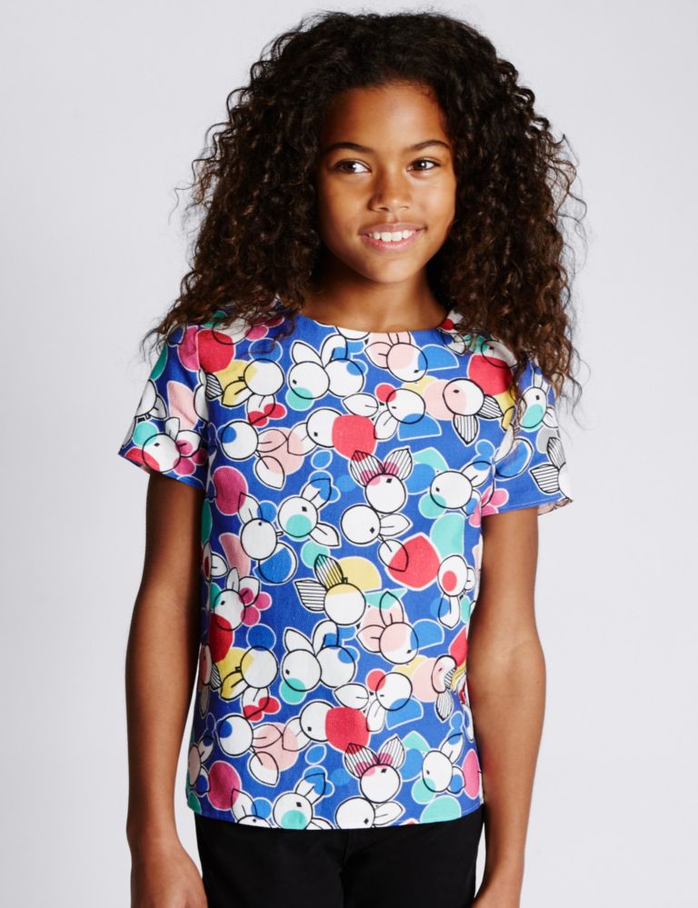 Pure Cotton Floral Shell Top (5-14 Years) 1 of 3