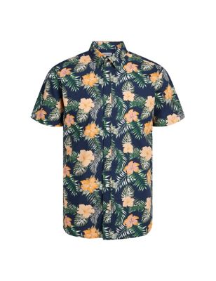 Pure Cotton Floral Shirt (8-16 Yrs) Image 2 of 7