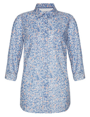 Pure Cotton Floral Shirt Image 2 of 4